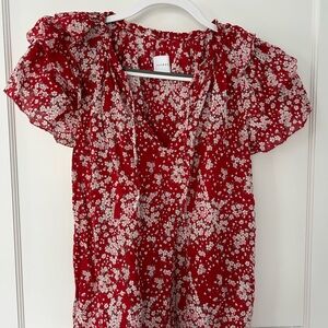 Red floral top, size 1